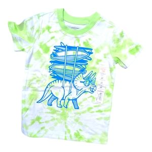 Jumping Beans Boys 2T Dinosaur/Surf Blue/Green Tie-Dye Graphic Tshirt